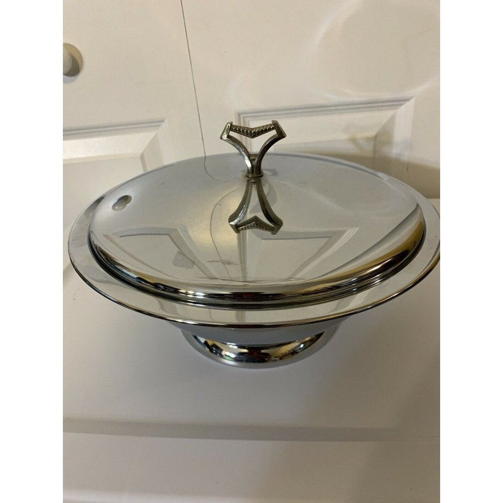 Vintage‎ Kromex USA Chrome 11.5" Round Serving Dish Bowl Catering Hotel Wedding